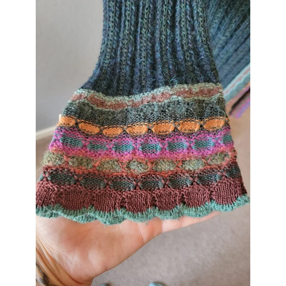 Peruvian Connection Hunter Green Long Duster Size S Bohemian Hippie Lagenlook - Picture 5 of 11